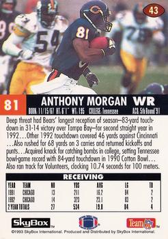 1993 SkyBox Impact #43 Anthony Morgan Back