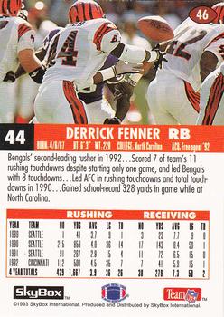 1993 SkyBox Impact #46 Derrick Fenner Back