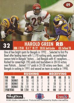 1993 SkyBox Impact #49 Harold Green Back