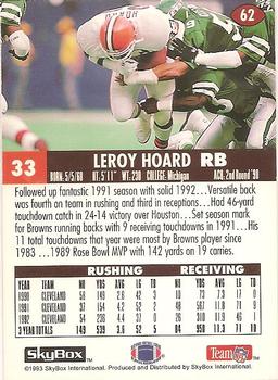 1993 SkyBox Impact #62 Leroy Hoard Back