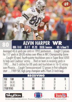 1993 SkyBox Impact #69 Alvin Harper Back