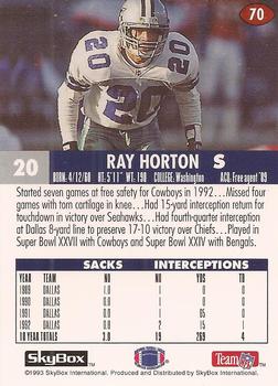 1993 SkyBox Impact #70 Ray Horton Back