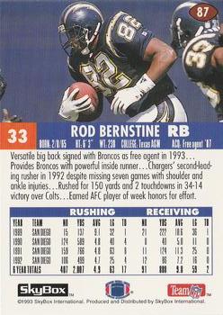 1993 SkyBox Impact #87 Rod Bernstine Back