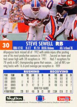 1993 SkyBox Impact #90 Steve Sewell Back