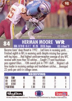 1993 SkyBox Impact #98 Herman Moore Back