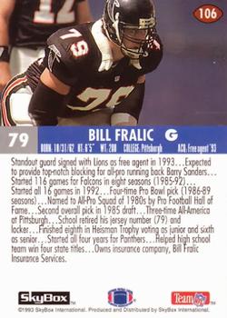 1993 SkyBox Impact #106 Bill Fralic Back