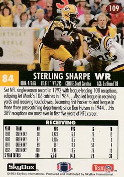 1993 SkyBox Impact #109 Sterling Sharpe Back