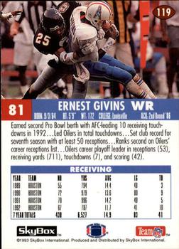 1993 SkyBox Impact #119 Ernest Givins Back