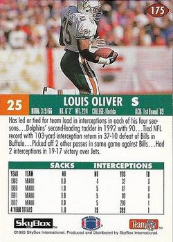 1993 SkyBox Impact #175 Louis Oliver Back