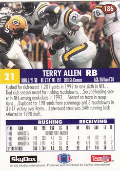1993 SkyBox Impact #186 Terry Allen Back