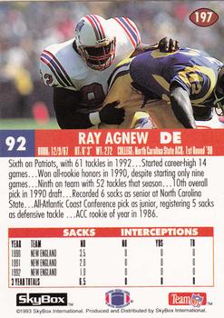 1993 SkyBox Impact #197 Ray Agnew Back
