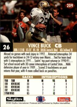 1993 SkyBox Impact #209 Vince Buck Back