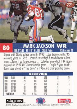 1993 SkyBox Impact #221 Mark Jackson Back