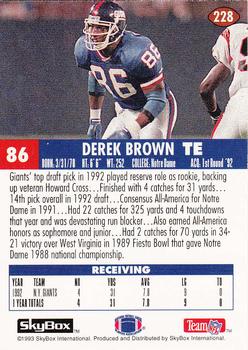 1993 SkyBox Impact #228 Derek Brown Back