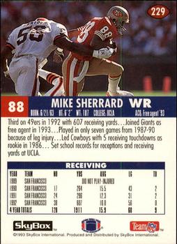 1993 SkyBox Impact #229 Mike Sherrard Back