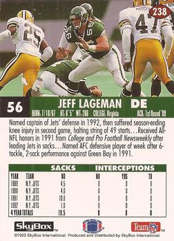 1993 SkyBox Impact #238 Jeff Lageman Back