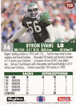 1993 SkyBox Impact #250 Byron Evans Back
