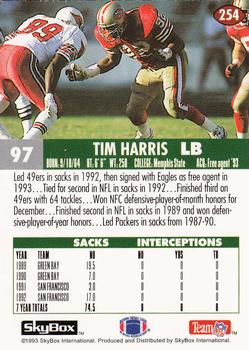 1993 SkyBox Impact #254 Tim Harris Back