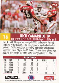 1993 SkyBox Impact #268 Rich Camarillo Back