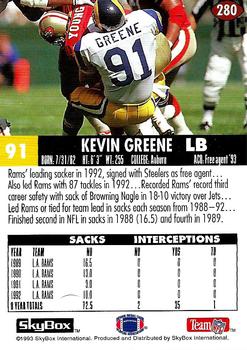 1993 SkyBox Impact #280 Kevin Greene Back