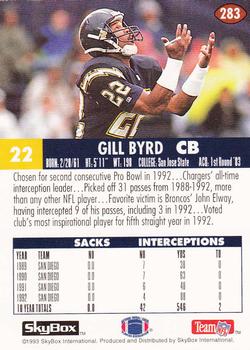 1993 SkyBox Impact #283 Gill Byrd Back