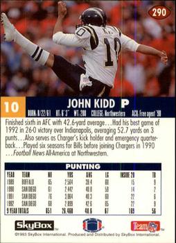 1993 SkyBox Impact #290 John Kidd Back