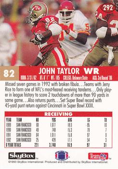 1993 SkyBox Impact #292 John Taylor Back