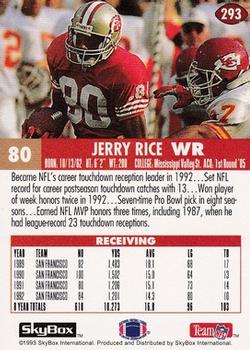 1993 SkyBox Impact #293 Jerry Rice Back