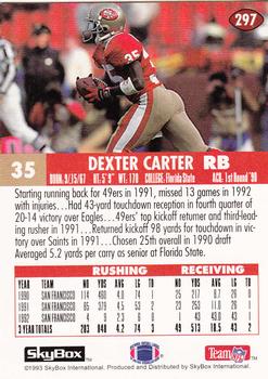 1993 SkyBox Impact #297 Dexter Carter Back