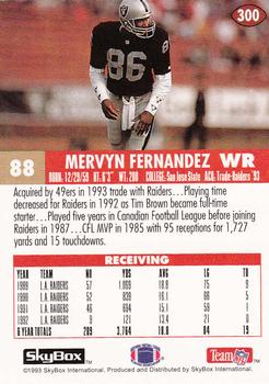 1993 SkyBox Impact #300 Mervyn Fernandez Back