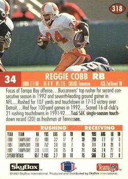 1993 SkyBox Impact #318 Reggie Cobb Back
