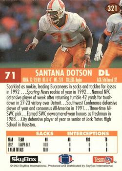 1993 SkyBox Impact #321 Santana Dotson Back