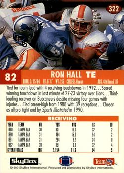 1993 SkyBox Impact #322 Ron Hall Back