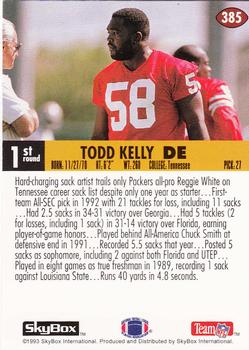 1993 SkyBox Impact #385 Todd Kelly Back