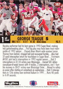1993 SkyBox Impact #387 George Teague Back