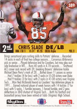 1993 SkyBox Impact #389 Chris Slade Back