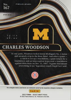 2022 Panini Select Draft Picks - Gold Prizm #167 Charles Woodson Back
