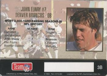 1993 Action Packed - Quarterback Club Braille #3B John Elway Back