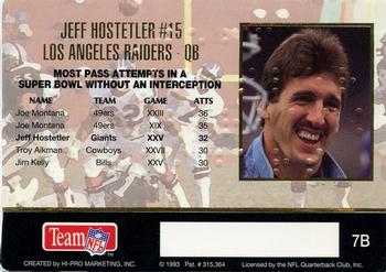 1993 Action Packed - Quarterback Club Braille #7B Jeff Hostetler Back