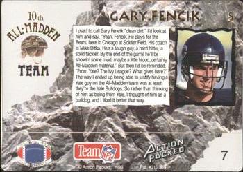 1993 Action Packed All-Madden #7 Gary Fencik Back