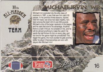 1993 Action Packed All-Madden #16 Michael Irvin Back