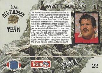1993 Action Packed All-Madden #23 Matt Millen Back