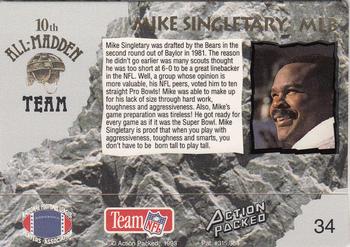 1993 Action Packed All-Madden #34 Mike Singletary Back