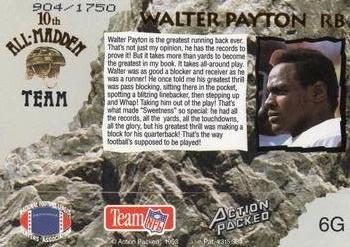 1993 Action Packed All-Madden - 24K Gold #6G Walter Payton Back