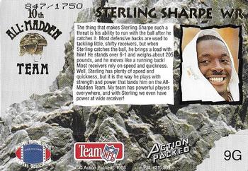 1993 Action Packed All-Madden - 24K Gold #9G Sterling Sharpe Back