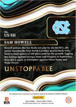 2022 Panini Select Draft Picks - Unstoppable #US-SH Sam Howell Back