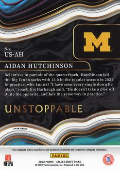 2022 Panini Select Draft Picks - Unstoppable Silver Prizm #US-AH Aidan Hutchinson Back