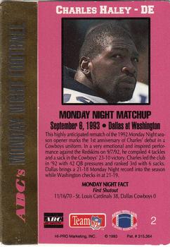 1993 Action Packed Monday Night Football #2 Charles Haley Back