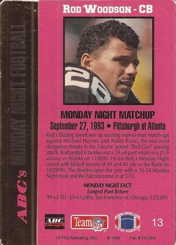 1993 Action Packed Monday Night Football #13 Rod Woodson Back