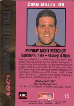 1993 Action Packed Monday Night Football #15 Chris Miller Back